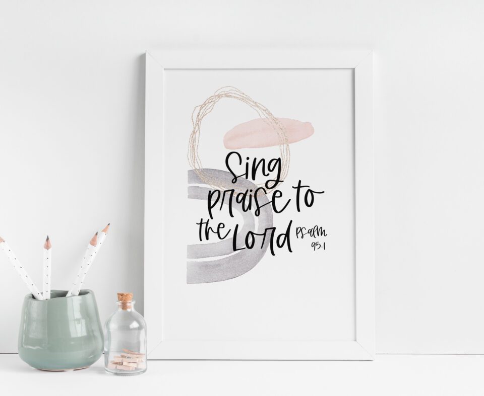 Sing Praise To The Lord Abstract Christian Art Print - Psalm 95:1 - Image 2