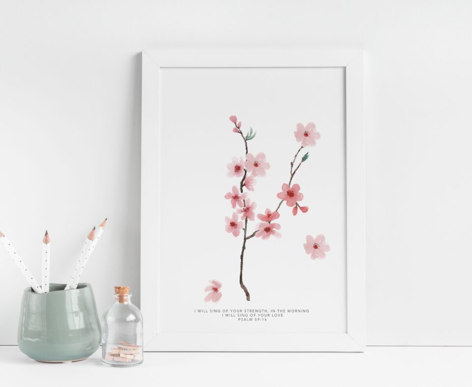 Cherry Blossom Botanical Psalms Print Set - Set Of Three Prints - Image 3