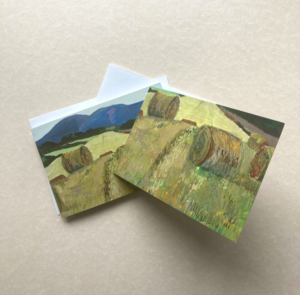 Haybales and Harvest view Duo 6" x 4" Greetings Cards