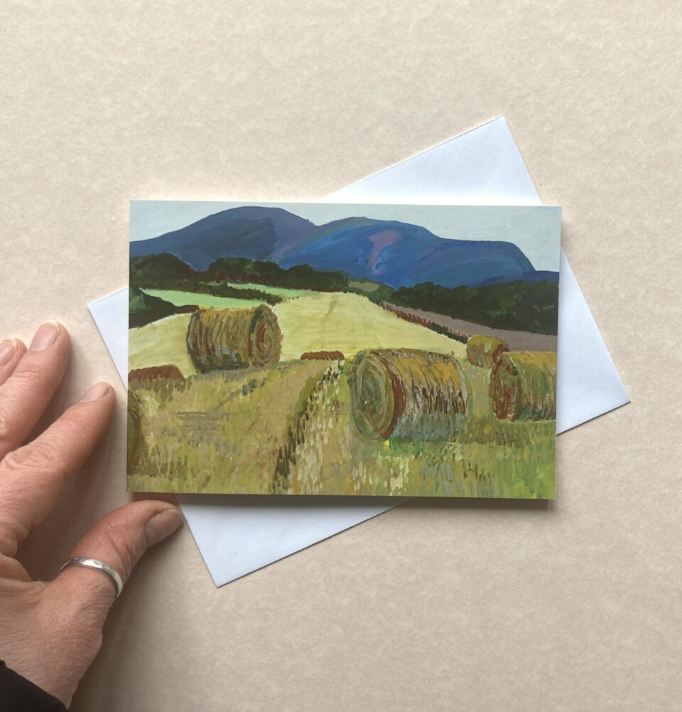 Haybales and Harvest view Duo 6" x 4" Greetings Cards - Image 2