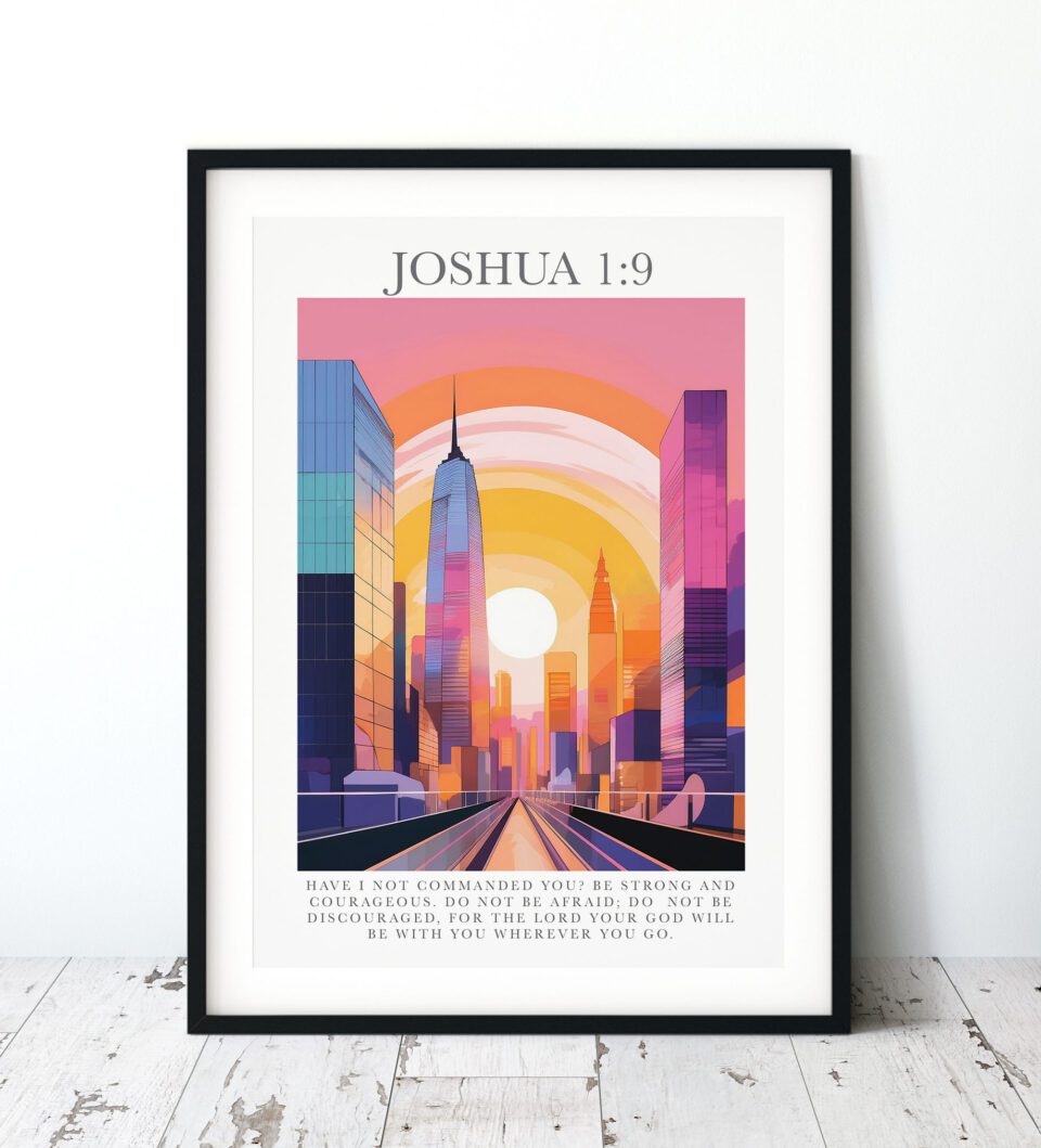 Be Strong And Courageous Maximalist Faith Digital Art Print - Joshua 1:9