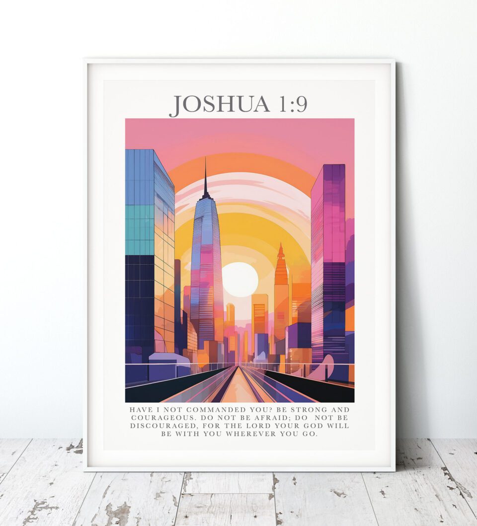 Be Strong And Courageous Maximalist Faith Digital Art Print - Joshua 1:9 - Image 3