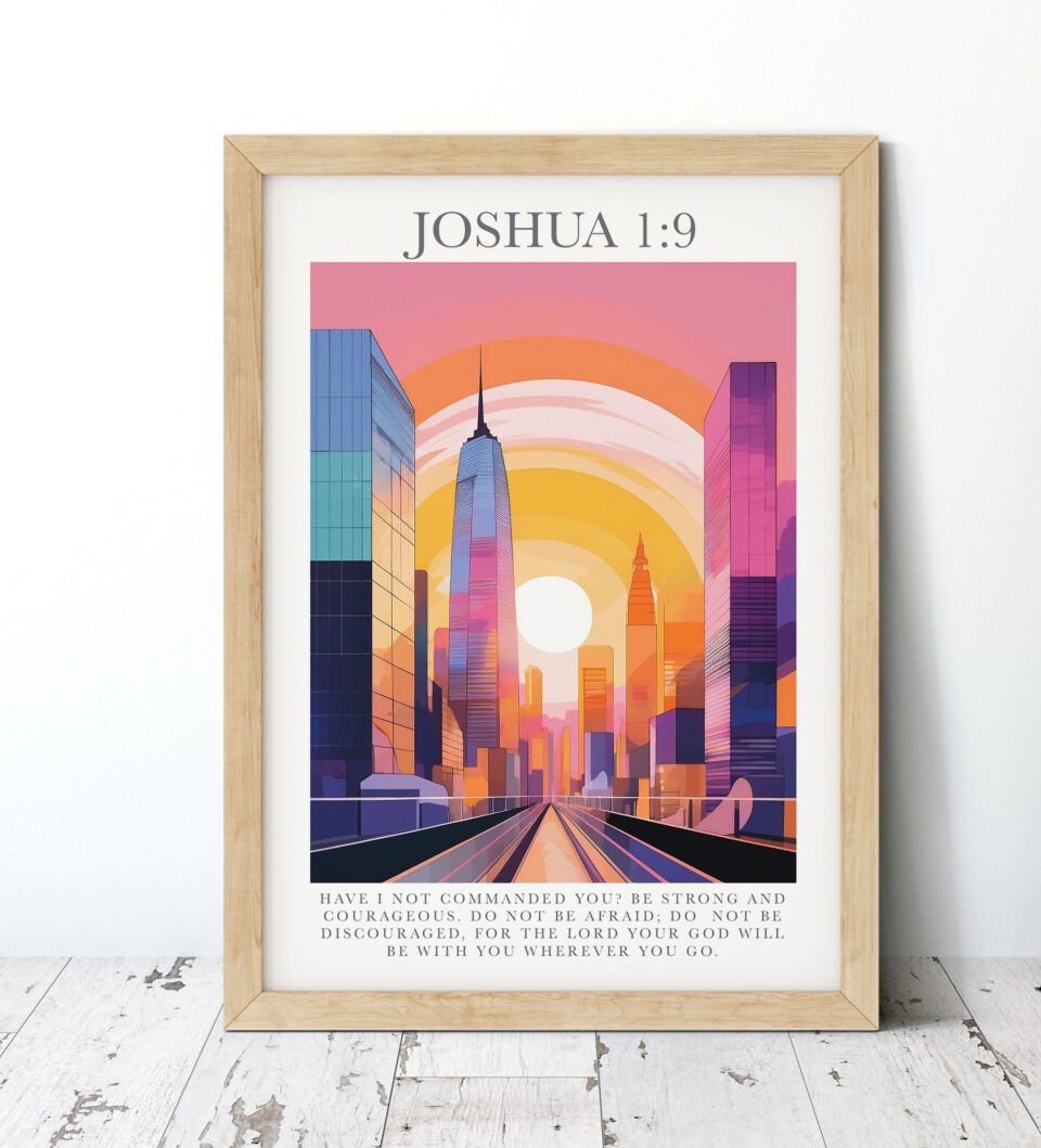 Be Strong And Courageous Maximalist Faith Digital Art Print - Joshua 1:9 - Image 4