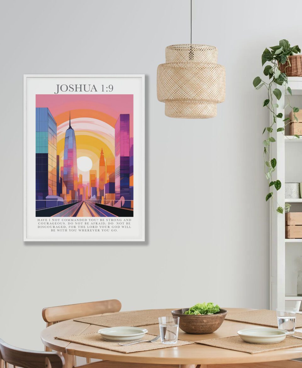 Be Strong And Courageous Maximalist Faith Digital Art Print - Joshua 1:9 - Image 2