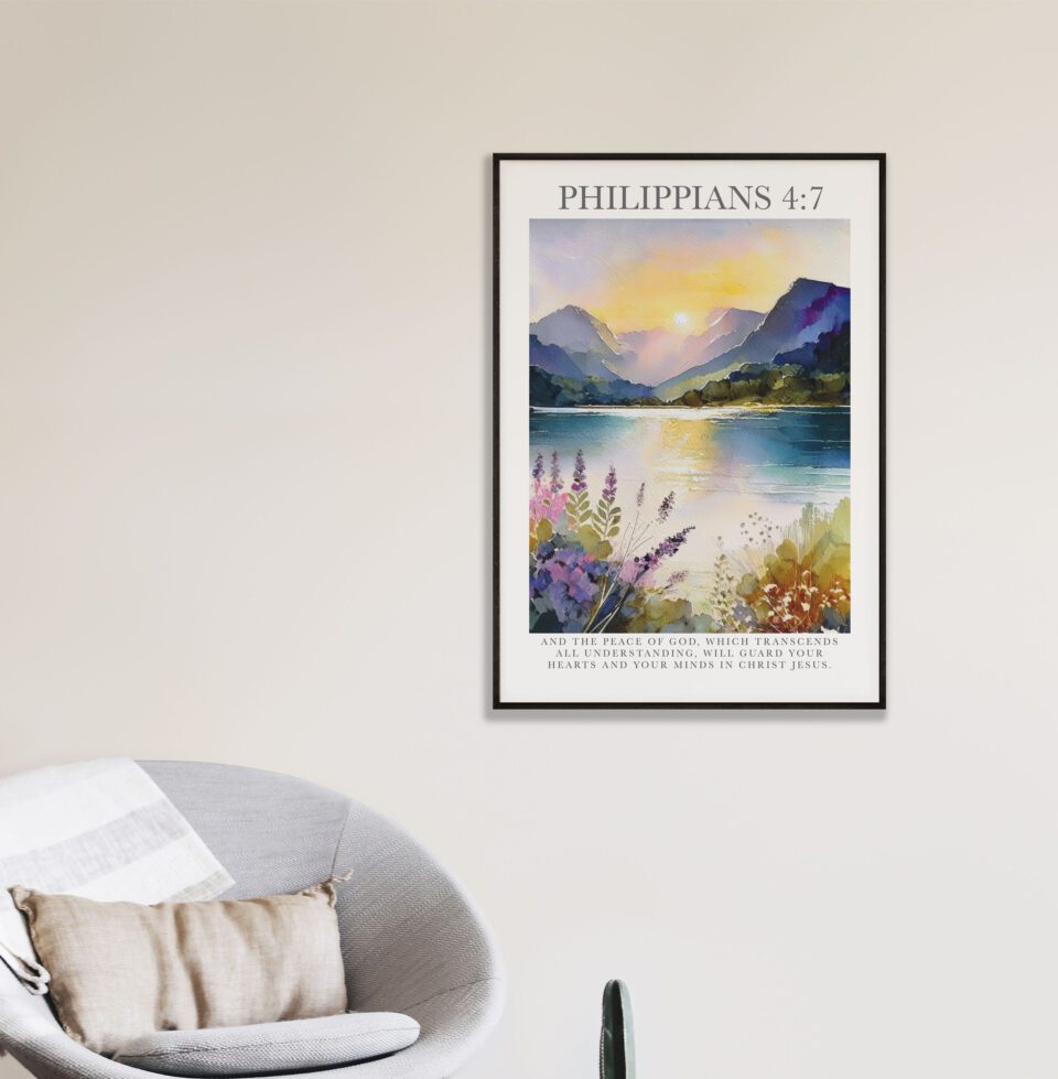 The Peace Of God Watercolour Faith Digital Art Print - Philippians 4:7 - Image 4