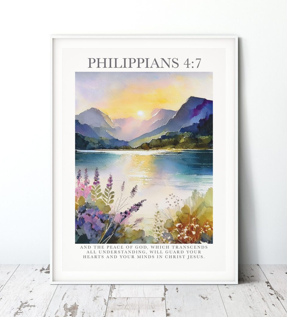 The Peace Of God Watercolour Faith Digital Art Print - Philippians 4:7 - Image 3