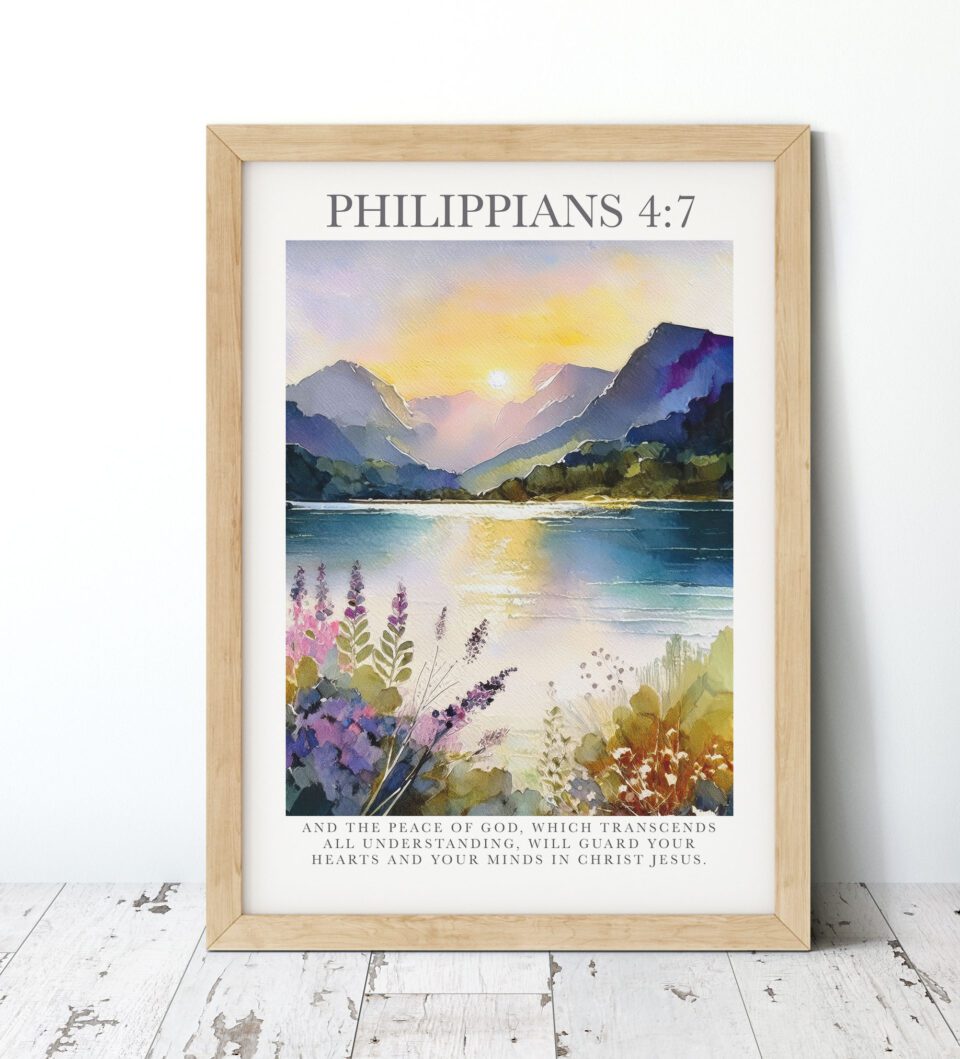 The Peace Of God Watercolour Faith Digital Art Print - Philippians 4:7 - Image 5