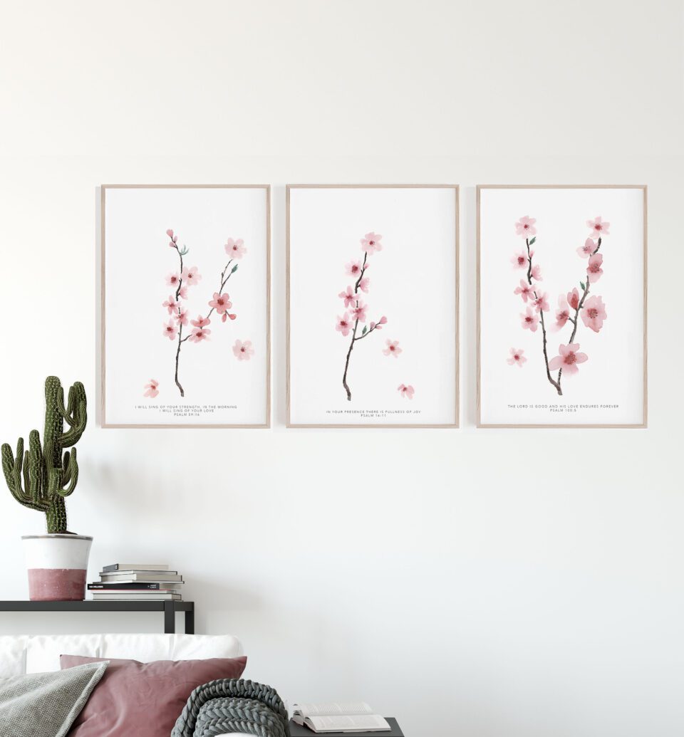 Cherry Blossom Botanical Psalms Print Set - Set Of Three Prints - Image 5